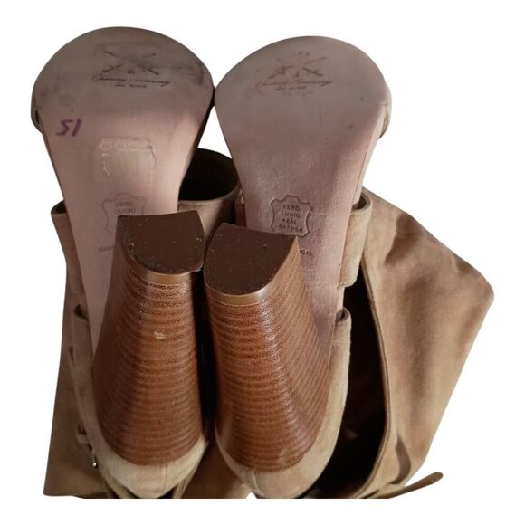 Opening Ceremony Suede Fold Over Sandal Bootie Shoe Tan Beige Women's 8 - 8.5 - Picture 8 of 11